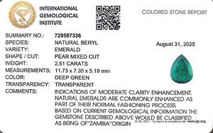 Émeraude verte en forme de poire de 2,51 carats provenant de Zambie, pierre précieuse non montée - Product Image 6