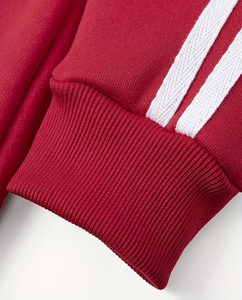 Red Hooded Fleece Breathable Sweatshirt for Children Casual Winter Wear Knitted Regular Sleeve Lined - Product Image 5