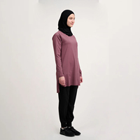 Ensemble tunique et leggings de sport modestes pour femmes - Séchage rapide UPF50+ Écologique Anti-bactérien Spandex/Polyester Tenue de sport islamique