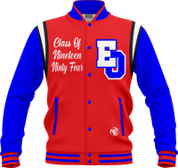 Jaket Varsity Panther Pride Musim Dingin Biru Merah Lengan Panjang Kancing Depan Bordir Pola Solid Unisex Dewasa Regular Fit
