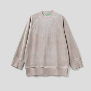 Sweat-shirt en coton à col rond surdimensionné pour femme, personnalisable avec logo tricoté sur le devant, respirant, broderie décorative, hiver - Product Image 3
