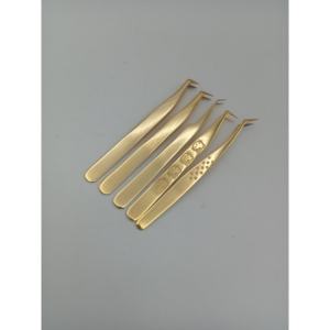Pinzas de Precisión para Pestañas con Punta Suave, Chapadas en Oro OEM, para Profesionales de la Industria de la Belleza - Product Image 1
