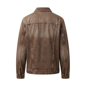 <b>Men</b> Cowboy Style Faded Cotton Vintage Denim <b>Jacket</b> Brown Distressed Breathable Cotton Acid Wash <b>Jackets</b> - Product Image 2