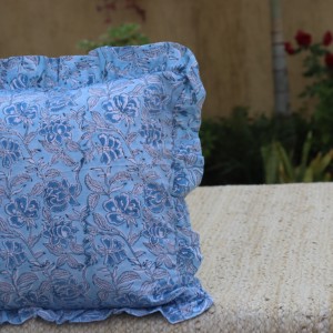 Vintage Indian Hand Block Printed Cotton Frill Bohemian <b>Square</b> Cushion Covers for Home Hotel Eco-Friendly Machine Washable - Product Image 3