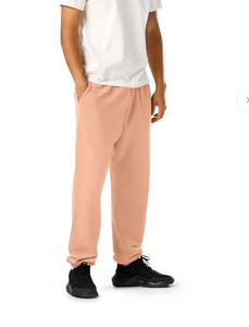 Pantalon de jogging décontracté en coton pêche pour homme, taille élastique, poches latérales, respirant, tricoté, poids moyen - Product Image 1