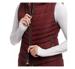 Pantalon d'équitation matelassé sans manches pour femme, bordeaux, polyester/nylon, col montant, fermeture éclair sur le devant, poches, personnalisé VI-GILETS-0064 - Product Image 3