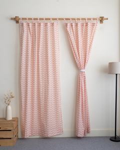 Cortinas de Algodón 100% Estampadas a Mano con Diseño de Olas, Estilo Bohemio para Sala de Estar, Cortinas Opacas Ecológicas - Product Image 1