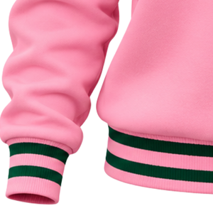 <b>Pink</b> Women Sisterhood Knitted Rib Crewneck Sweatshirt Heart Graphic Pullover <b>Long</b> <b>Sleeve</b> Casual Sorority Style <b>Top</b> Custom - Product Image 3