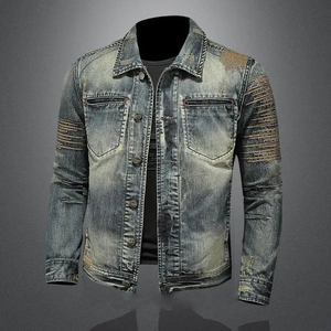 Classic Vintage Denim Jacket for <b>Men</b> Light Casual <b>Stretch</b> Cotton Coat Button for Spring Autumn New Brand Bomber Jacket - Product Image 5