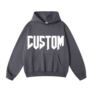 เสื้อฮู้ดพิมพ์ลายตามสั่ง เนื้อผ้าระบายอากาศ 370 กรัม ทรงโอเวอร์ไซส์สำหรับผู้ชาย ผ้าฝ้ายเฟรนช์เทอร์รี่ สวมใส่สบายในฤดูหนาว มีกระเป๋าโลโก้ด้านหน้า - Product Image 3