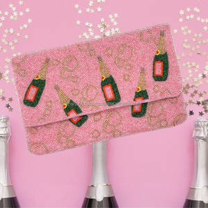 Champagne Pink Beaded Clutch Beaded Bag Cheers Beaded <b>Purse</b> <b>Cute</b> Birthday Gifts Perfect Gift For Champagne Lover Gifts - Product Image 4