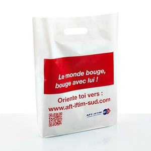 Bolsas de plástico reciclables con asa troquelada y fuelle inferior al por mayor con impresión en huecograbado para uso en supermercados - Product Image 1