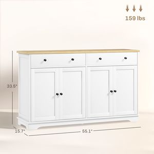 Credenza di Lusso Bianca con Cassetti e Ripiani Regolabili per Ville e Sale da Pranzo - Product Image 3