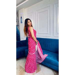 Stylish XS <b>Party</b> Wear Sharara Saree Beautiful Leheriya Print - Product Image 5