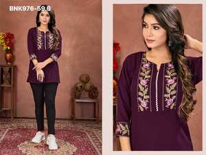 <b>Top</b> Quality New Arrival Trendy Cotton with Embroidery work <b>Top</b>-Short Kurti Set Supplier from Surat Worldwide Exporter - Product Image 4