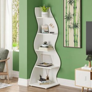 Wall <b>Corner</b> Bookshelf Practical and Space-Saving Bookcase for Home or Office Use - Product Image 2