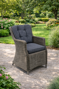 Fauteuil de jardin moderne en rotin tressé marron, imperméable, avec coussin, pour balcon extérieur, idéal pour la salle à manger et l'hôtellerie - Product Image 3