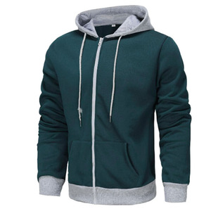Men's Winter Solid Pullover Hoodie Sweatshirt Breathable Knitted Fabric Long Sleeve Custom Logo Printing Zipper <b>Design</b> Polyester - Product Image 3