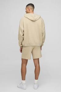 Conjunto de Sudadera con Capucha y Cremallera de Tejido Bouclé de Corte Holgado y Pantalones Cortos - Product Image 5