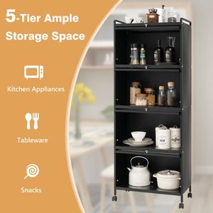 Scaffale da Cucina a 5 Ripiani con Ante in Policarbonato Ribaltabili - Product Image 3