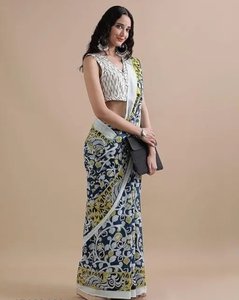Sari KV para Mujer, Estampado a Mano Jaipuri, de Algodón Suave para Uso Diario, Reversible, Antiarrugas, de Secado Rápido, para Otoño - Product Image 5