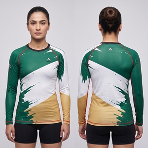 เสื้อแรชการ์ดแขนยาวสำหรับผู้หญิง OEM แบบกำหนดเอง UPF 50+ แห้งเร็ว สำหรับ BJJ เล่นเซิร์ฟ ว่ายน้ำ ป้องกันแสงแดด ชุดว่ายน้ำแบบรัดรูป ออสเตรเลีย - Product Image 1