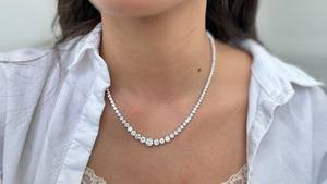 Collier chaîne tennis en argent 925 avec moissanite VVS1 ronde de 3 à 7 mm, idéal pour mariage, fête ou comme cadeau. - Product Image 4