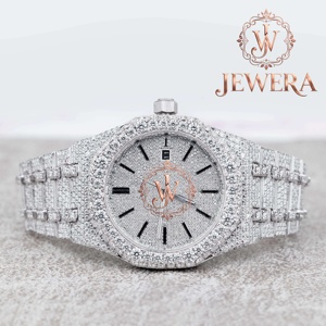 Montre analogique de luxe en acier inoxydable avec diamants Moissanite, mouvement mécanique, cadran 41 mm, date, cadeau de mode pour homme - Product Image 5