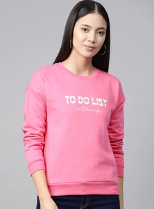 Sudadera Rosa de Cuello Redondo para Mujer, Estampada, Corte Regular, Manga Larga, Tejido de Algodón, para Otoño - Product Image 6