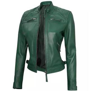 Chaquetas Verdes para Mujer con Logotipo Personalizado RTS, Chaqueta Vintage de Invierno, Chaqueta Bomber Clásica de Cuero Genuino, Ropa Urbana - Product Image 3
