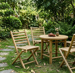 Chaises et table pliantes en bambou en gros – Ensemble de chaises de jardin en bambou de haute qualité – Décoration de mobilier bohème pour la maison et les complexes hôteliers - Product Image 3