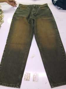 Jean cargo ample et léger pour homme, style vintage, en denim délavé, coupe large, avec cordon de serrage et poches zippées, streetwear - Product Image 2