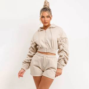 Conjunto Deportivo de Mujer 2026, Ecológico, 100% Algodón, Sudadera con Capucha Corta, Corte Ajustado, Diseño Sólido, Personalizable con Marca Privada - Product Image 1