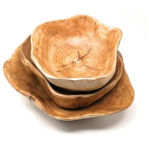 ชุดชามไม้มะม่วงทำด้วยมือที่เป็นที่ต้องการสูงเครื่องใช้บนโต๊ะอาหารตกแต่งด้วยลายนูนสลัดและผลไม้ - Product Image 5