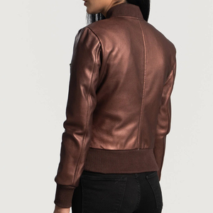 Chaqueta de Motociclista para Mujer, 100% Piel de Oveja Genuina, Transpirable, Ecológica, Acolchada, Empaque Premium, Negra Lisa - Product Image 5