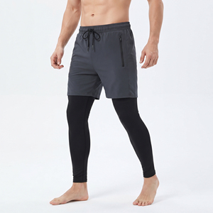 <b>Men's</b> Quick Dry Yoga <b>Shorts</b> With <b>Compression</b> Leggings Inner Base Layer Drawstring Waist Gym Fitness Wear <b>Men</b> <b>Shorts</b> - Product Image 3