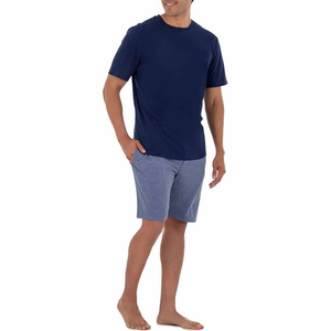 Ensemble T-shirt et short confortable pour homme, en tissu doux, tenue décontractée pour la maison, style pyjama deux pièces pour l'été - Product Image 1