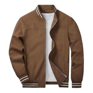 Veste en polaire noire pour homme, col montant, fermeture éclair, coupe-vent, décontractée, pour l'automne, coupe classique, couleur unie, extérieur en polyester - Product Image 4
