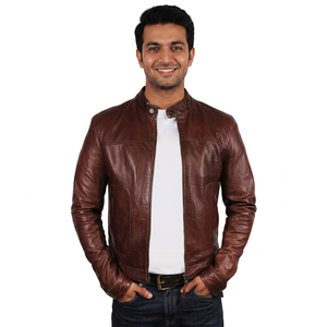 <b>Top</b> Selling New Arrival Men Winter Genuine <b>Leather</b> Jacket with Stand Collar and Fur Trim <b>High</b> Quality Outdoor Custom - Product Image 6