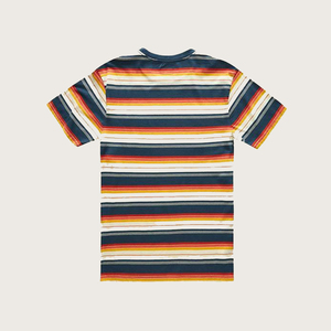 T-shirt décontracté pour homme, col rond, imprimé numérique, en tissu éponge respirant, de haute qualité, style vintage, avec blocs de couleurs contrastées et rayures sportives - Product Image 2