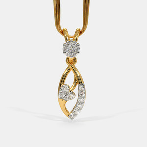 Collar con Colgante de Diamante Cultivado en Laboratorio en Forma de Lágrima Floral en Oro Amarillo - Product Image 1