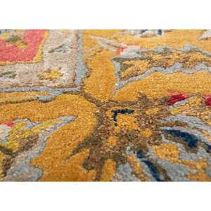 Traditional Classic Kasbah Hand Tufted <b>Wool</b> Viscose Rugs <b>Red</b> Orange Floral Patterns for Home Hallway Rectangle Shape Big Soft - Product Image 3