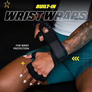 Guantes Ventilados para Levantamiento de Pesas con Muñequeras Integradas - Ideales para Gimnasio, Cross Training, Soporte para las Manos - Product Image 3