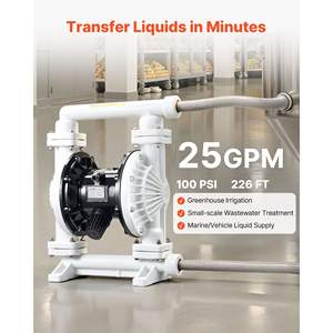 Bomba Neumática de Doble Diafragma de 25 GPM con Entrada y Salida de 1 Pulgada para Transferencia de Aceite Usado, Máx. 100 PSI, Cuerpo de Polipropileno - Product Image 3