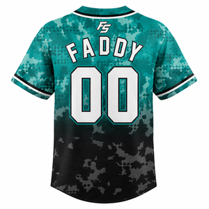 Maillot de baseball personnalisé sublimé, camouflage turquoise, entièrement boutonné, uniforme sportif pour homme, respirant, vêtements d'équipe, maillot de baseball de haute qualité - Product Image 2