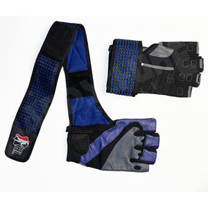 Gants de musculation professionnels bleus et noirs avec bandes de maintien robustes pour les poignets |   Poignée antidérapante de qualité supérieure pour un équipement de musculation ultime - Product Image 6