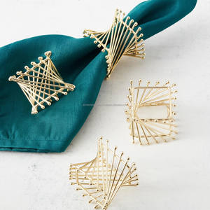 Rond de serviette en laiton de luxe avec design vintage Lot de 6 plaqué or parfait pour les mariages et la vaisselle d'hôtel - Product Image 5