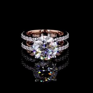 Anillo de lujo con diamante redondo cultivado en laboratorio CVD para unisex, oro rosa de 14k, anillo fino con una sola piedra, regalo de promesa para novias. - Product Image 1