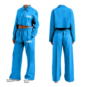 Custom Acid Wash Windbreaker Tracksuit Zipper Hoodie <b>Jacket</b> And Elastic High Waist Trouser Jogging Set Baggy Nylon Track Suit - Product Image 2