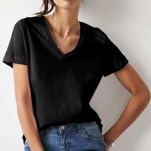 Camiseta de mujer de poliéster, suave, elástica, ligera, transpirable, de punto, textura suave, ropa deportiva, flexible, cómoda para el día a día. - Product Image 3